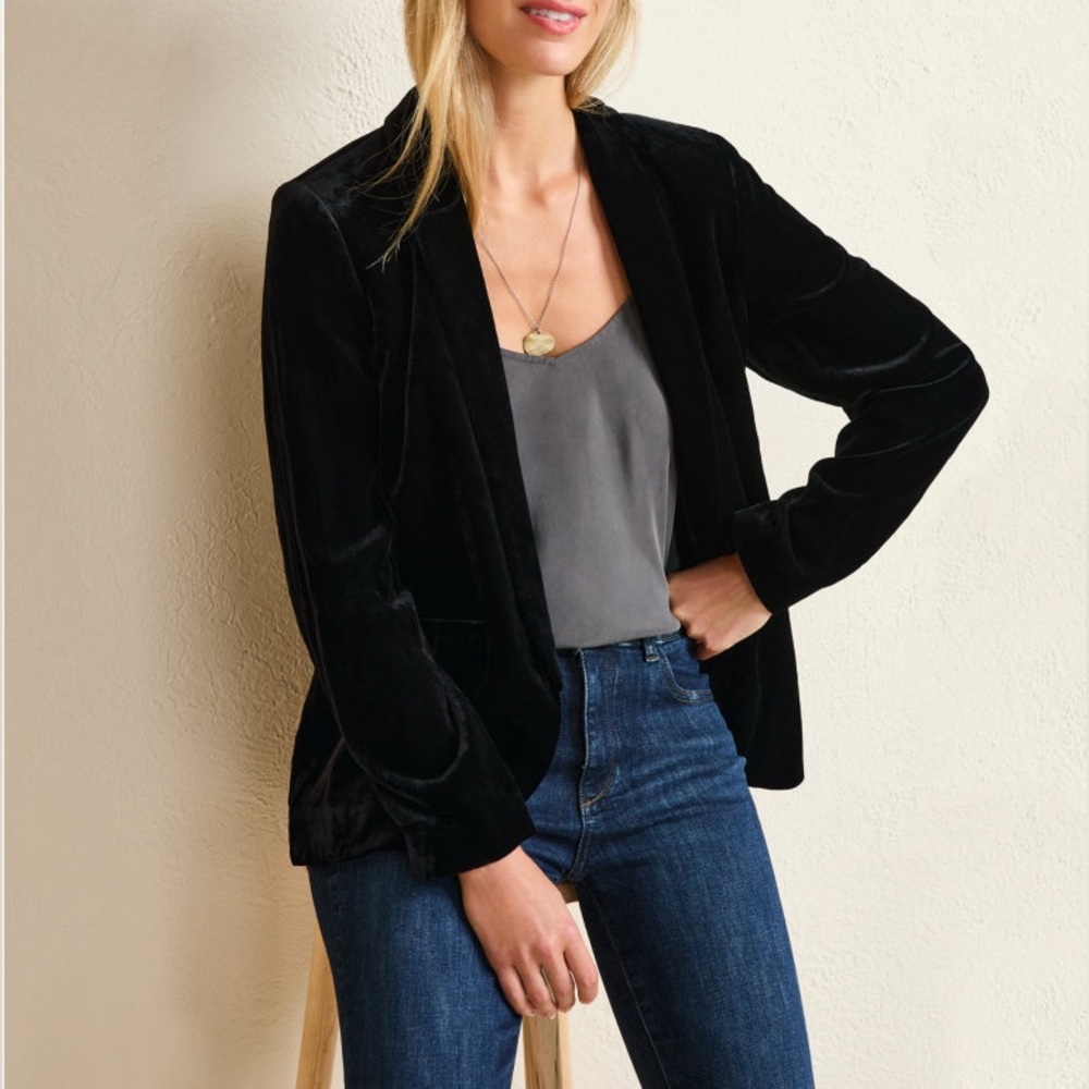Garnet Hill Relaxed Velvet Blazer  14